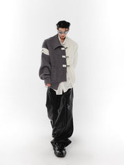 Black and White Paneled Sweater ArtsKoreanMan