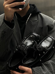 Skull Embellished Leather Shoes ArtsKoreanMan