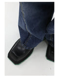 【HOT!】Black Square Toe Leather Shoes ArtsKoreanMan