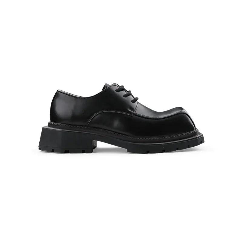 【HOT!】Black Square Toe Leather Shoes ArtsKoreanMan