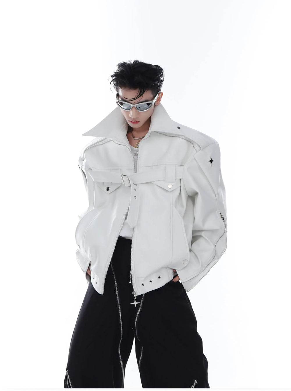 【23s Feb.】Button and Zip Leather Jacket ArtsKoreanMan