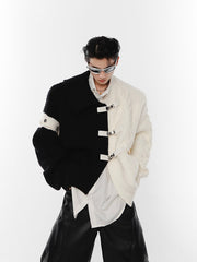 Black and White Paneled Sweater ArtsKoreanMan