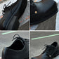【New】Black Huge Square Toe Leather Shoes