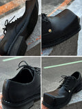 【New】Black Huge Square Toe Leather Shoes ArtsKoreanMan