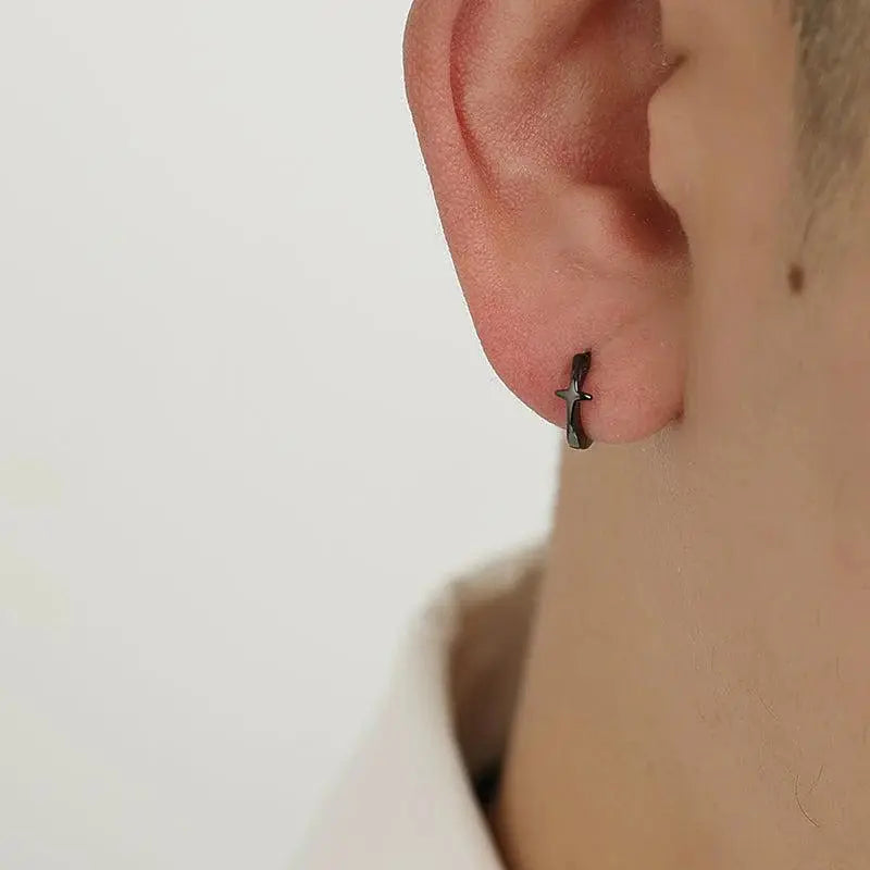 Black Cross Hoop Earrings ArtsKoreanMan