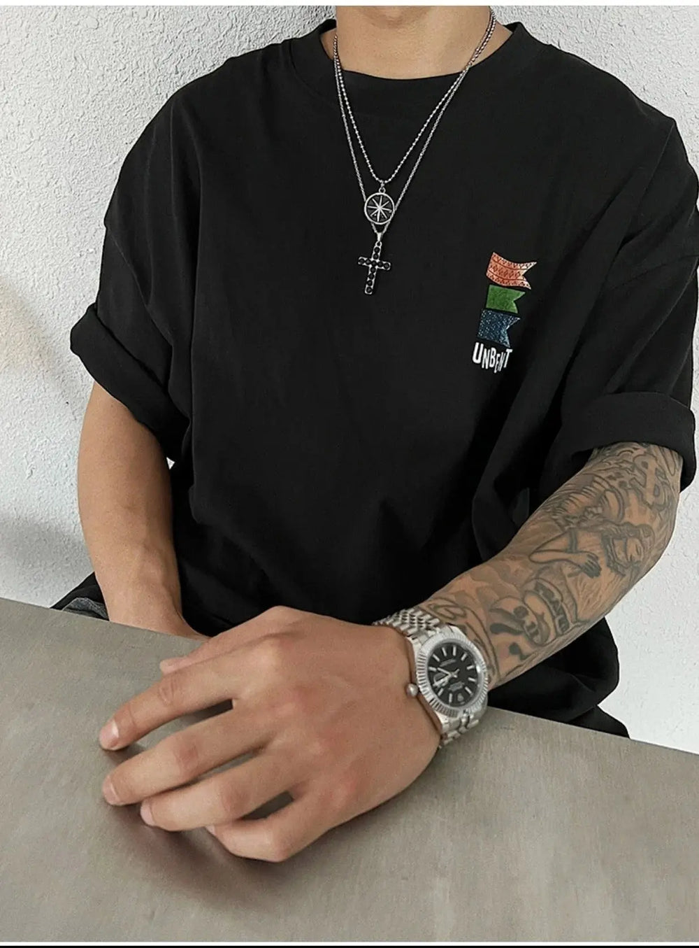 Black Cross Pendant Necklace ArtsKoreanMan