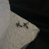 Black Cross Stud Earrings ArtsKoreanMan