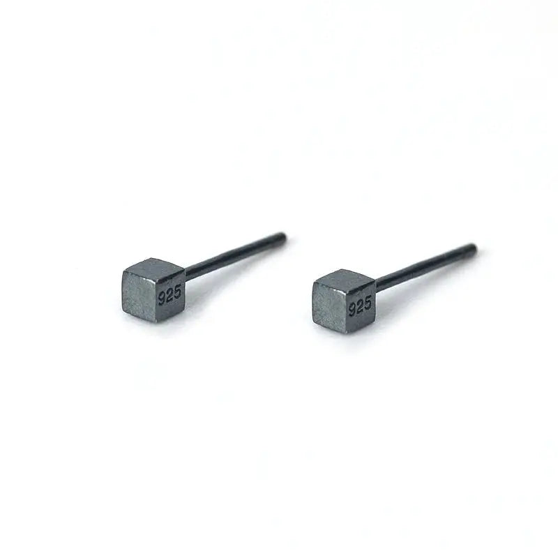 Black Cube Stud Earrings ArtsKoreanMan