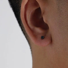 Black Cube Stud Earrings ArtsKoreanMan
