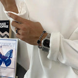 Black Gem Stitching Bracelet ArtsKoreanMan