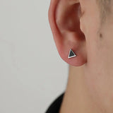 Black Geometric Stud Earrings ArtsKoreanMan