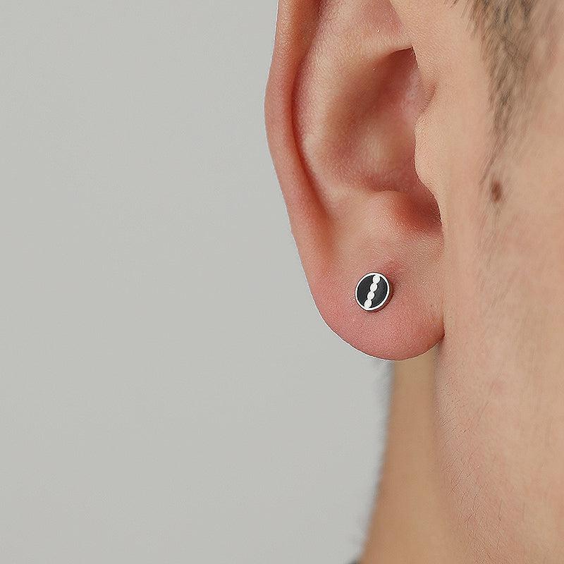 Black Geometric Stud Earrings