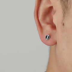 Black Geometric Stud Earrings ArtsKoreanMan