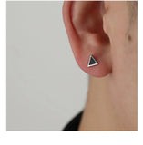 Black Geometric Stud Earrings ArtsKoreanMan