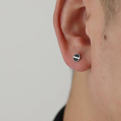 Black Geometric Stud Earrings
