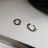Black Hexagon Earrings ArtsKoreanMan