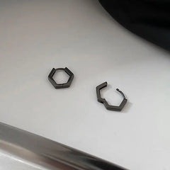 Black Hexagon Earrings ArtsKoreanMan