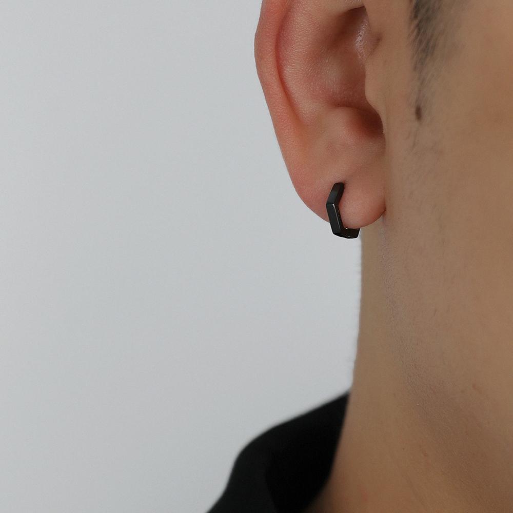 Black Hexagon Earrings