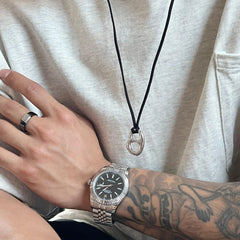 Black Leather Rope Necklace ArtsKoreanMan