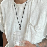 Black Leather Rope Necklace ArtsKoreanMan