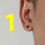 Black Round Ear Studs ArtsKoreanMan