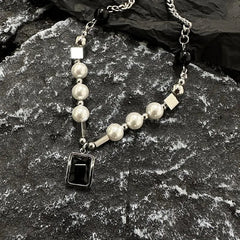 Black Square Pendant Necklace ArtsKoreanMan