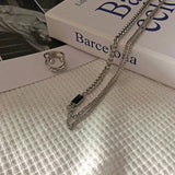 Black Square Stitching Necklace ArtsKoreanMan