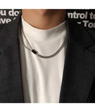 Black Square Stitching Necklace ArtsKoreanMan