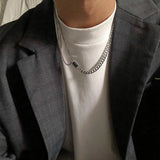 Black Square Stitching Necklace ArtsKoreanMan