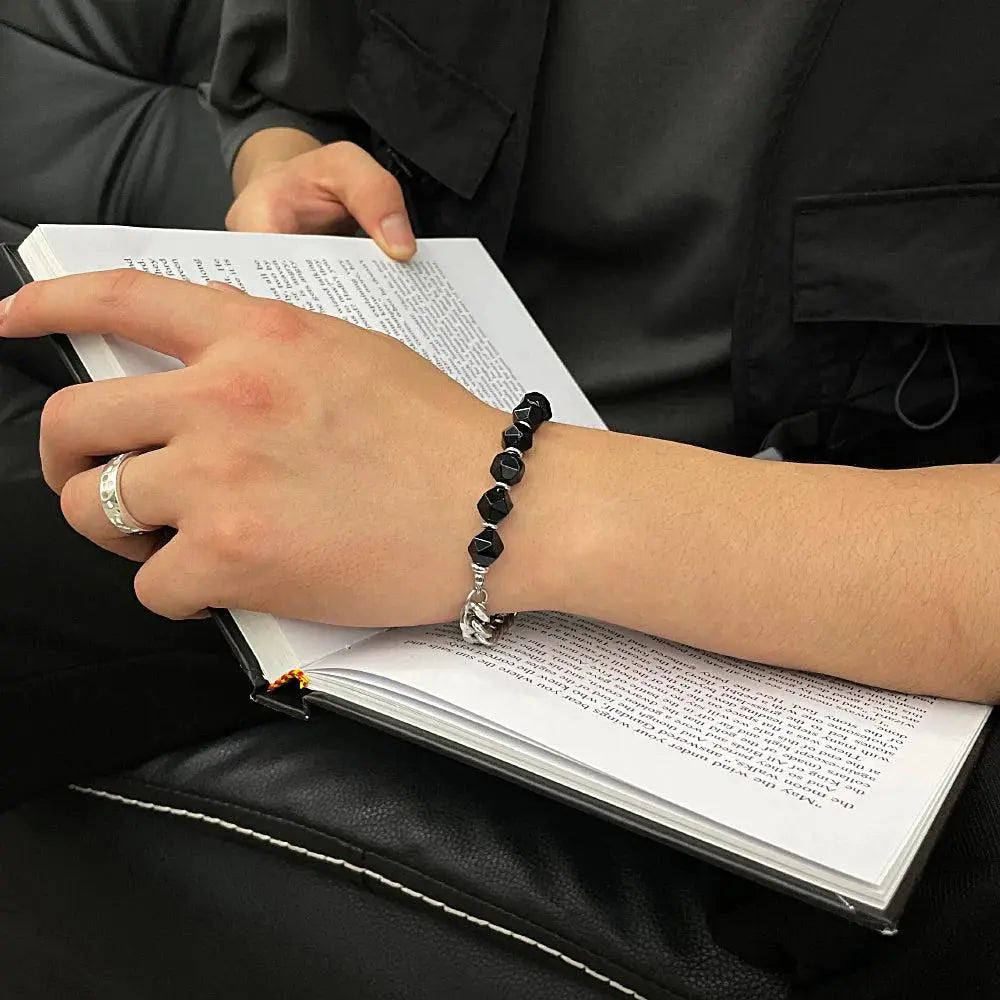 Black Stone Beads Bracelet ArtsKoreanMan
