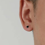 Black Round Ear Studs ArtsKoreanMan
