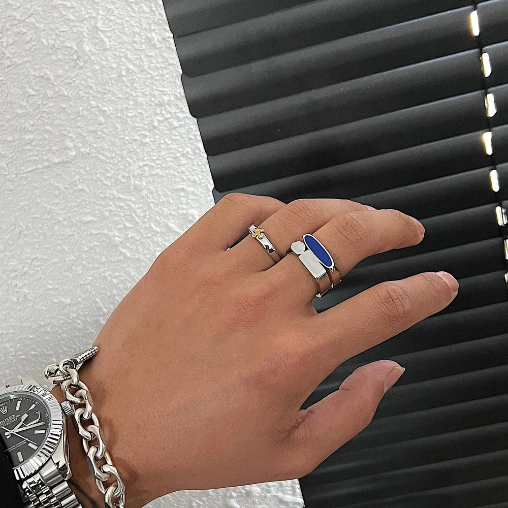 Blue Geometric Ring ArtsKoreanMan