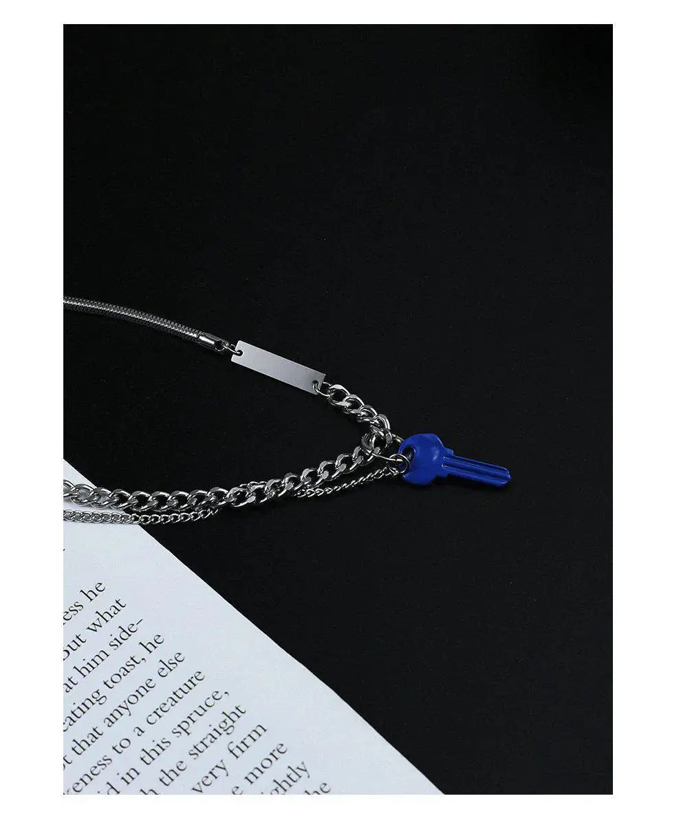 Blue Key Pendant Necklace ArtsKoreanMan