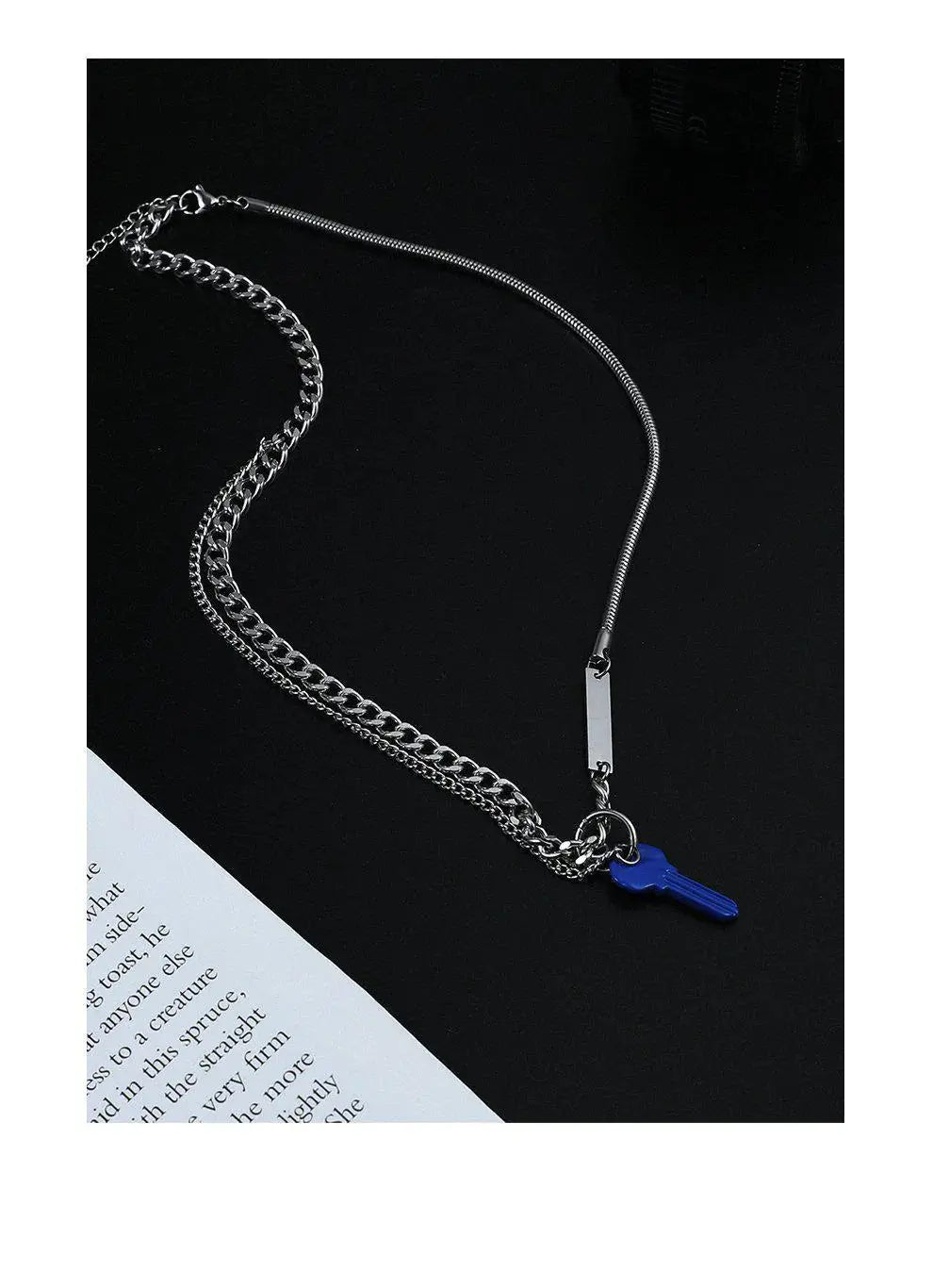 Blue Key Pendant Necklace ArtsKoreanMan