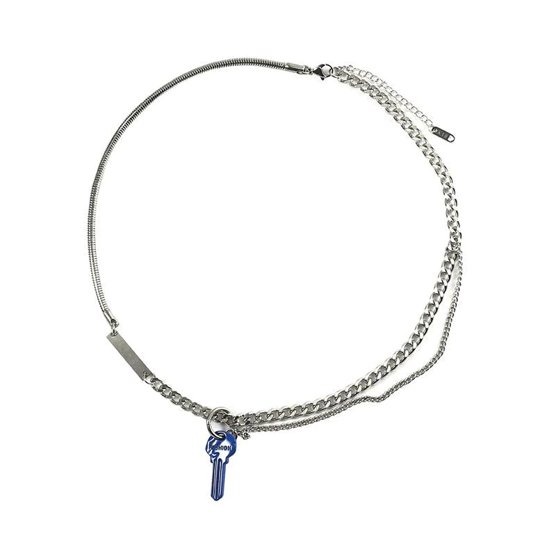 Blue Key Pendant Necklace