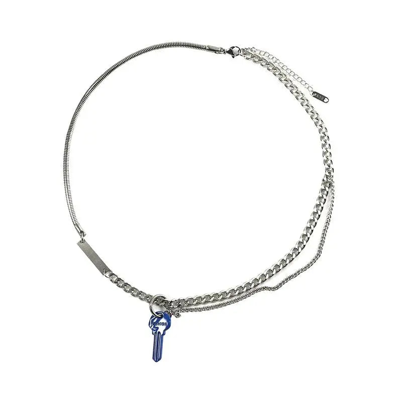 Blue Key Pendant Necklace ArtsKoreanMan
