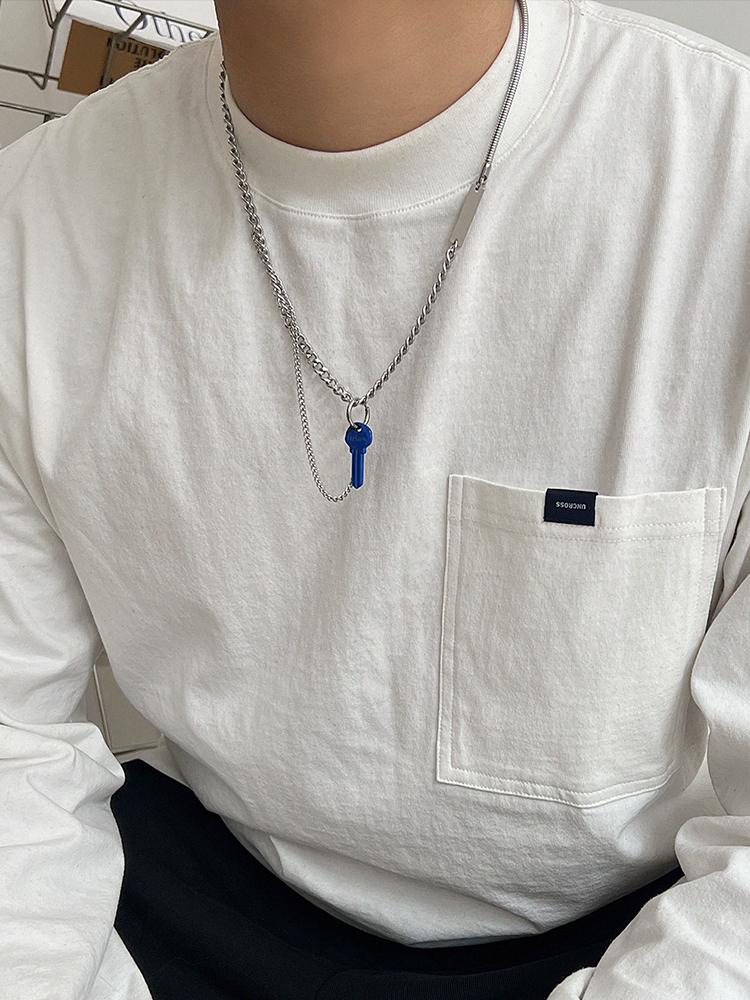 Blue Key Pendant Necklace