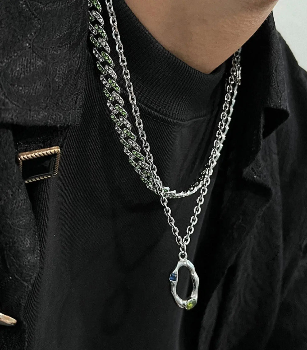 Colored Diamond Cuban Chain Necklace ArtsKoreanMan