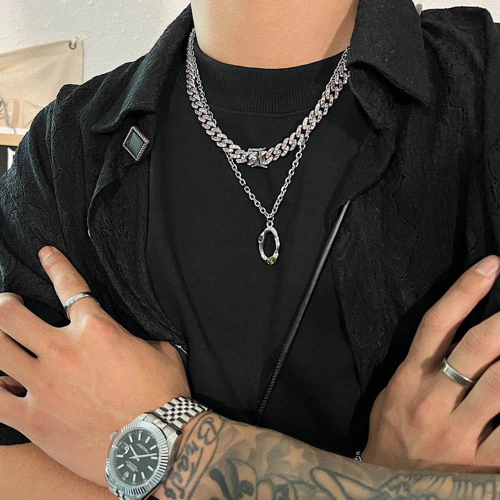 Colored Diamond Cuban Chain Necklace ArtsKoreanMan