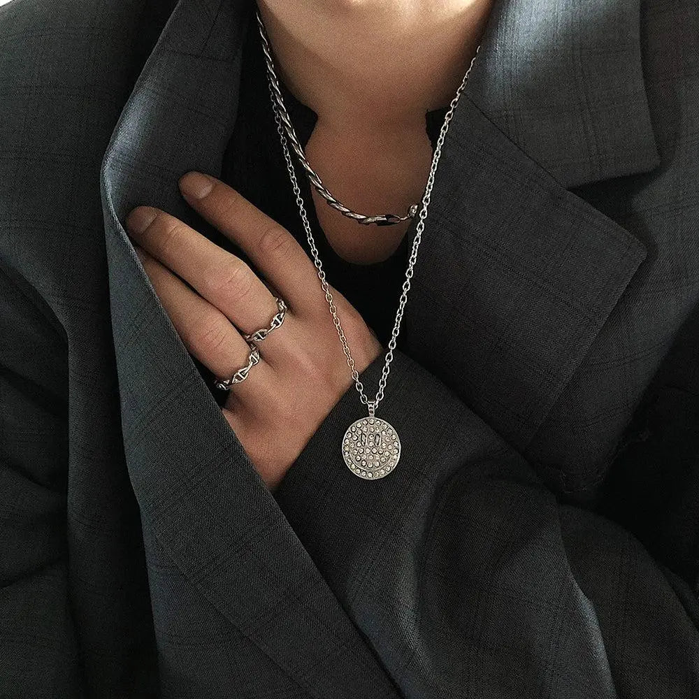 Colorful Zircon Smiley Necklace ArtsKoreanMan