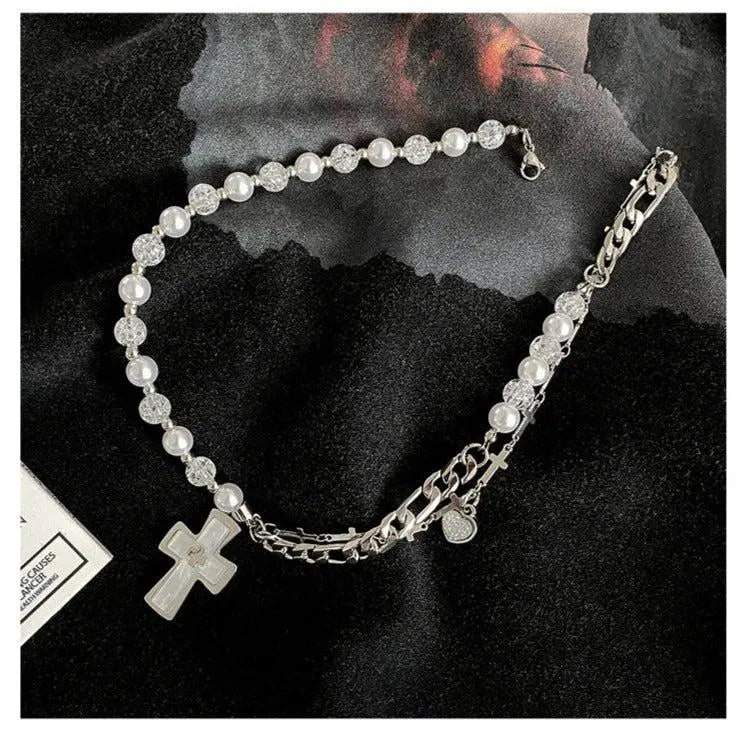 Cross Pearl Necklace ArtsKoreanMan
