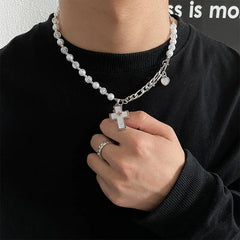 Cross Pearl Necklace ArtsKoreanMan