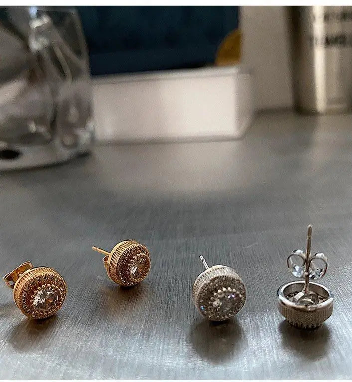 Diamond Round Stud Earrings ArtsKoreanMan