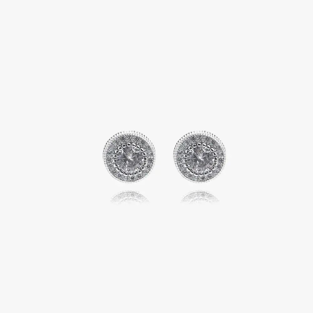 Diamond Round Stud Earrings ArtsKoreanMan
