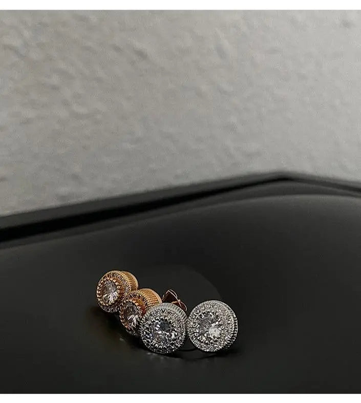 Diamond Round Stud Earrings ArtsKoreanMan