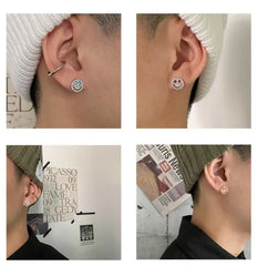 Diamond Smiley Face Earrings ArtsKoreanMan