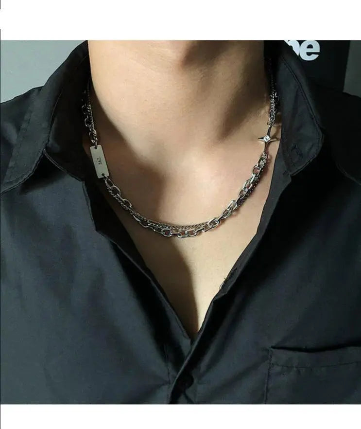 Double Chain Cross Necklace ArtsKoreanMan