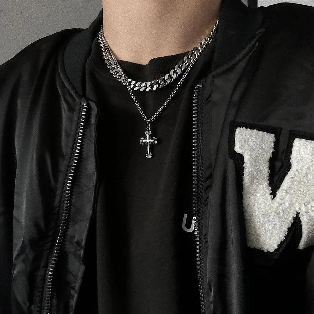 Double Chain Cross Necklace ArtsKoreanMan