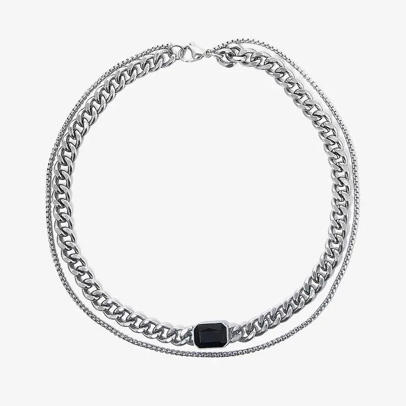 Double Chain Gemstone Necklace ArtsKoreanMan