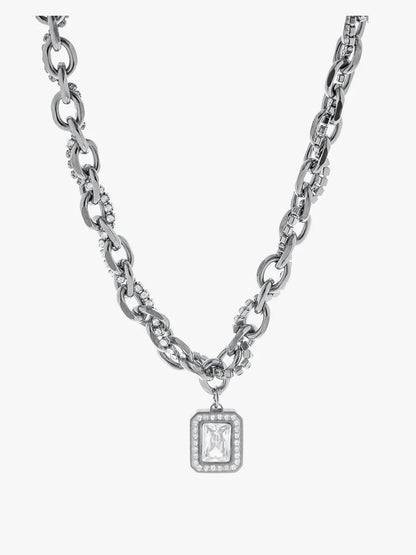 Double Layered Necklace Diamond-Encrusted Clavicle Chain